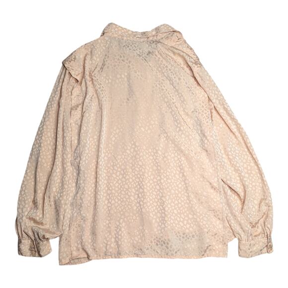 Vtg 1980s La Chine Plus Blush Pink Textured Satin Pleat Front Blouse 40 XL - Picture 2 of 5